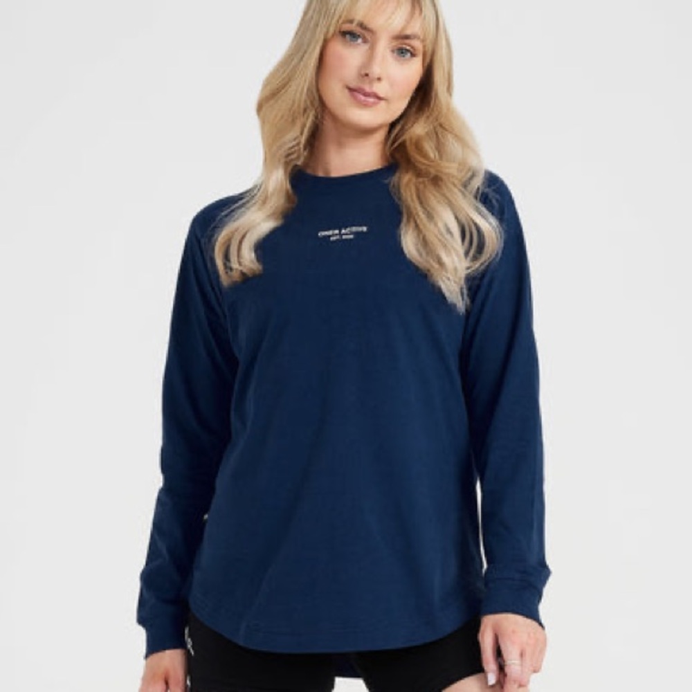 Oner Active Navy Graphic Oversized Long Sleeve